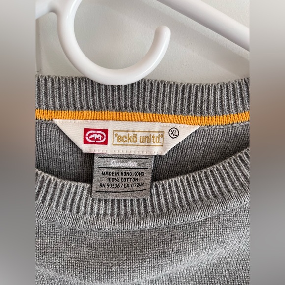 Vintage Y2K Ecko Unltd. Sweater Gray Big‎ Logo Hip Hop Skater Punk Grunge Men XL - Picture 3 of 6